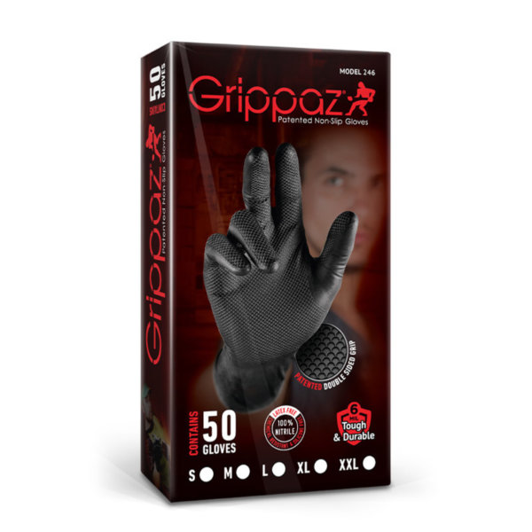 Grippaz 246A Protišmykové nitrilové rukavice čierne veľkosť XL/10 - 50ks - Image 4