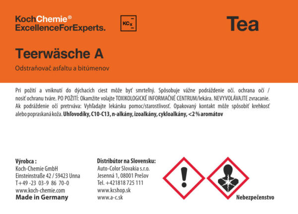 Koch Chemie produktová etiketa - Teerwäsche A - Odstraňovač asfaltu