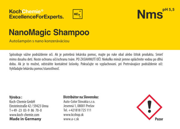 Koch Chemie produktová etiketa - NanoMagic Shampoo - Autošampón s Nano konzerváciou