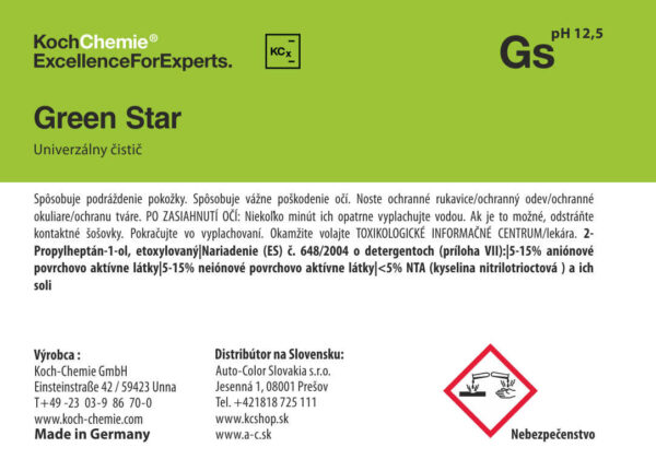 Koch Chemie produktová etiketa - Green Star - Univerzálny čistič